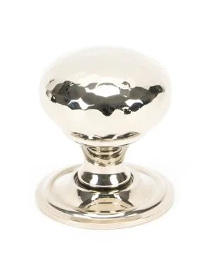 Polished Nickel Hammered Mushroom Cabinet Knob 32mm