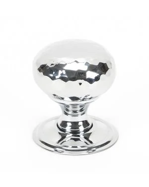 Polished Chrome Hammered Mushroom Cabinet Knob 32mm