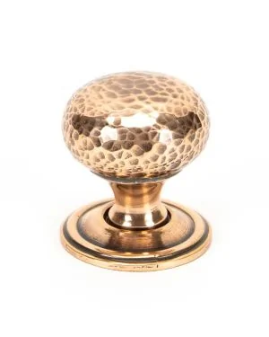 Polished Bronze Hammered Mushroom Cabinet Knob 32mm