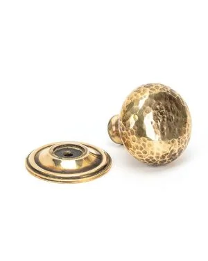 Aged Brass Hammered Mushroom Cabinet Knob 38mm