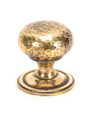 Aged Brass Hammered Mushroom Cabinet Knob 38mm
