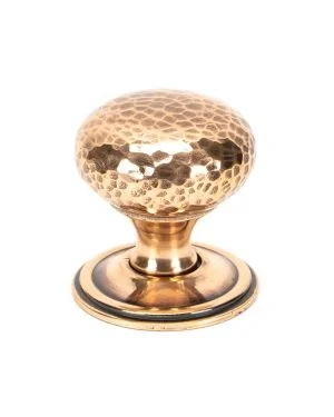 Polished Bronze Hammered Mushroom Cabinet Knob 38mm