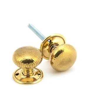 Aged Brass Hammered Mushroom Mortice/Rim Knob Set