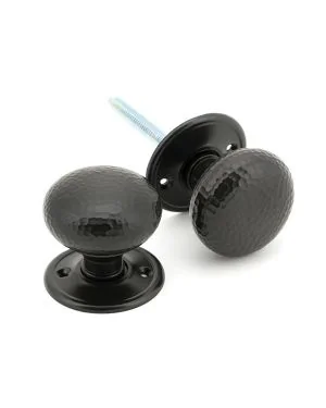 Aged Bronze Hammered Mushroom Mortice/Rim Knob Set