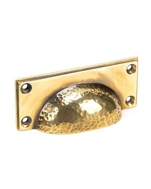 Aged Brass Hammered Art Deco Drawer Pull