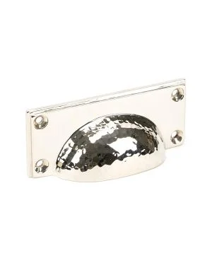 Polished Nickel Hammered Art Deco Drawer Pull