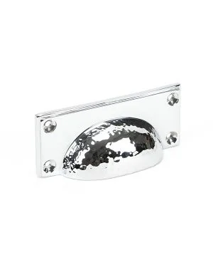Polished Chrome Hammered Art Deco Drawer Pull