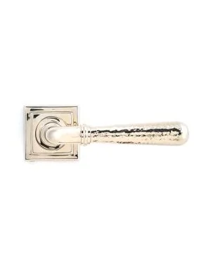 Polished Nickel Hammered Newbury Lever on Rose Set (Square)