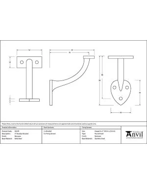 Beeswax 3" Handrail Bracket