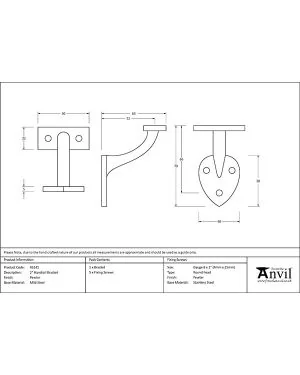 Pewter 2" Handrail Bracket