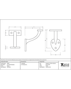Pewter 2.5" Handrail Bracket