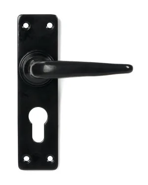 Black Smooth Lever Euro Lock Set