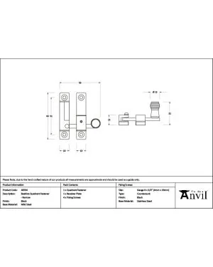 Black Beehive Quadrant Fastener - Narrow