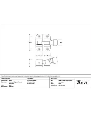 Black Mushroom Brighton Fastener (Radiused)