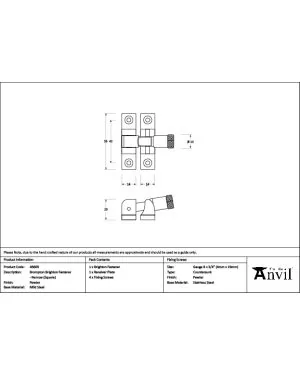 Pewter Brompton Brighton Fastener - Narrow (Square)