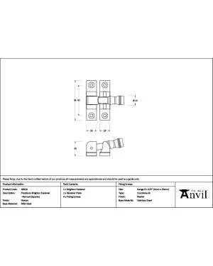 Pewter Prestbury Brighton Fastener - Narrow (Square)