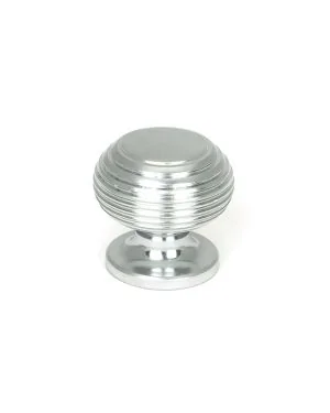 Satin Chrome Beehive Cabinet Knob 30mm