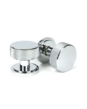 Polished Chrome Brompton Mortice/Rim Knob Set (Art Deco)