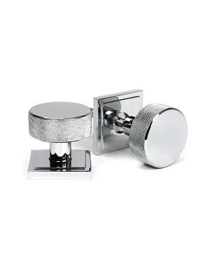 Polished Chrome Brompton Mortice/Rim Knob Set (Square)
