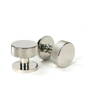 Polished Nickel Brompton Mortice/Rim Knob Set (Plain)