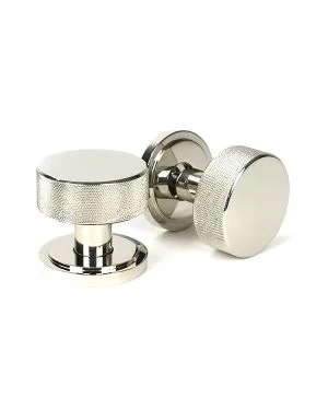 Polished Nickel Brompton Mortice/Rim Knob Set (Art Deco)