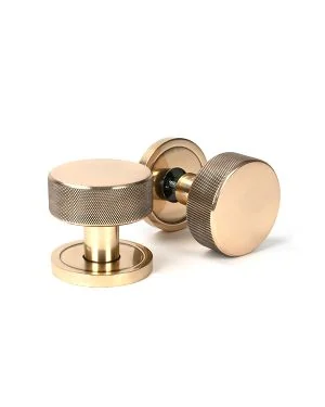 Polished Bronze Brompton Mortice/Rim Knob Set (Plain)