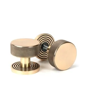 Polished Bronze Brompton Mortice/Rim Knob Set (Beehive)