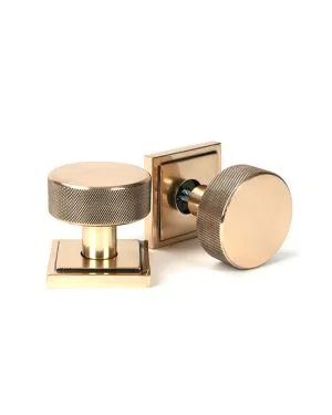 Polished Bronze Brompton Mortice/Rim Knob Set (Square)
