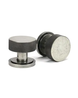 Pewter Brompton Mortice/Rim Knob Set (Art Deco)