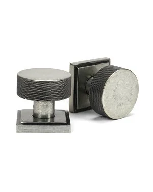 Pewter Brompton Mortice/Rim Knob Set (Square)