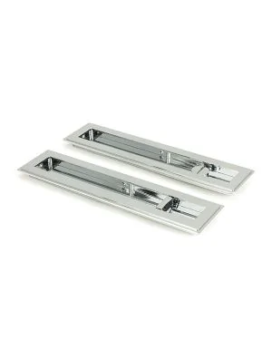 Polished Chrome 250mm Art Deco Rectangular Pull -Privacy Set
