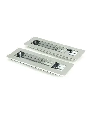 Polished Chrome 175mm Plain Rectangular Pull - Privacy Set