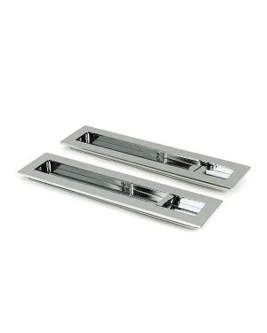 Polished Chrome 250mm Plain Rectangular Pull - Privacy Set