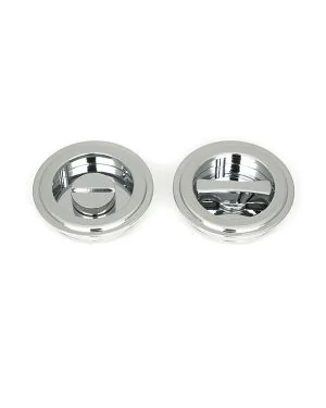 Polished Chrome 60mm Art Deco Round Pull - Privacy Set