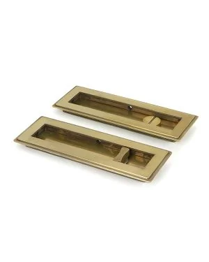 Aged Brass 175mm Art Deco Rectangular Pull - Privacy Set