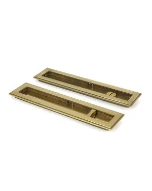 Aged Brass 250mm Art Deco Rectangular Pull - Privacy Set