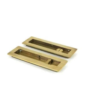 Aged Brass 175mm Plain Rectangular Pull - Privacy Set
