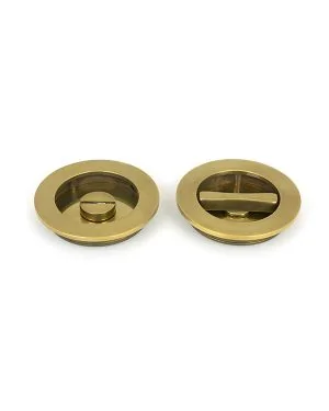 Aged Brass 75mm Art Deco Round Pull - Privacy Set