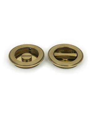 Aged Brass 75mm Plain Round Pull - Privacy Set