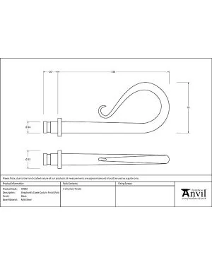 Black Shepherd's Crook Curtain Finial (pair)