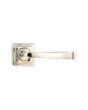 Polished Nickel Avon Round Lever on Rose Set (Square) - Unsprung