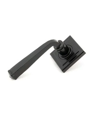 Black Avon Round Lever on Rose Set (Square) - Unsprung
