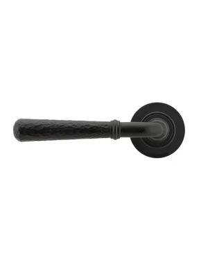 Matt Black Hammered Newbury Lever on Rose Set (Plain) - Unsprung