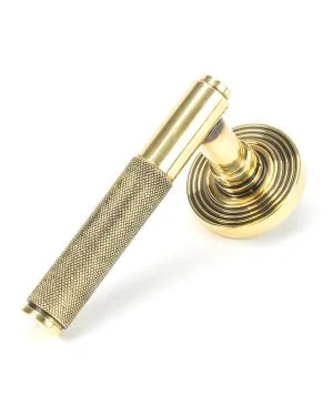 Aged Brass Brompton Lever on Rose Set (Beehive) - Unsprung