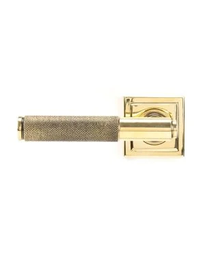 Aged Brass Brompton Lever on Rose Set (Square) - Unsprung