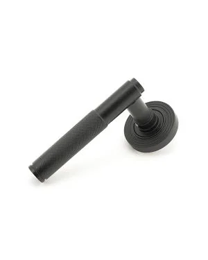 Matt Black Brompton Lever on Rose Set (Beehive) - Unsprung