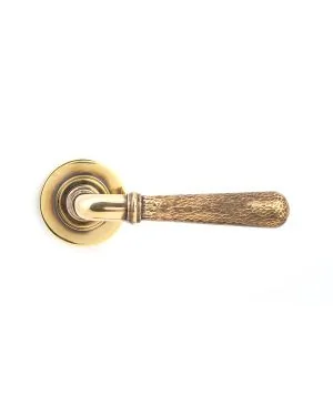 Aged Brass Hammered Newbury Lever on Rose Set (Plain) - Unsprung