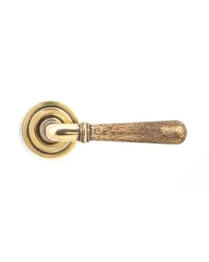 Aged Brass Hammered Newbury Lever on Rose Set (Art Deco) - Unsprung