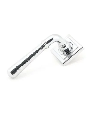 Polished Chrome Hammered Newbury Lever on Rose Set (Square) - Unsprung