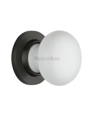 White Knob with Matt Bronze base